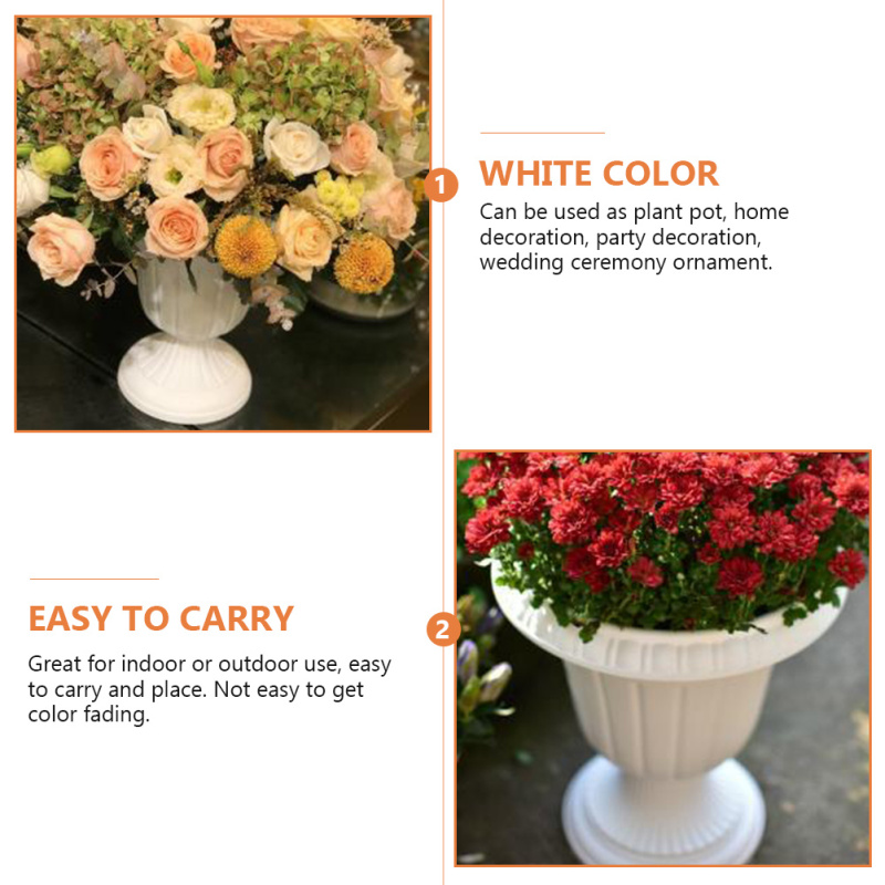 Cemetery Vase - Elegant Tall Roman Pillar Urn Flower Pot Planter for Outdoor Gardens, Vintage Flowerpot Holder - Durable Plastic Stand