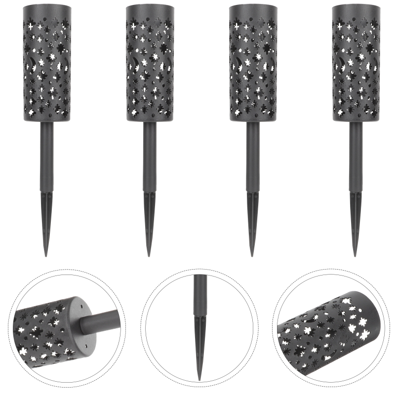 Cemetery Vase Set - 4 Pcs Plastic Flower Containers with Spiked Stake Stand for Personalized Outdoor Memorial Decorations at Graves