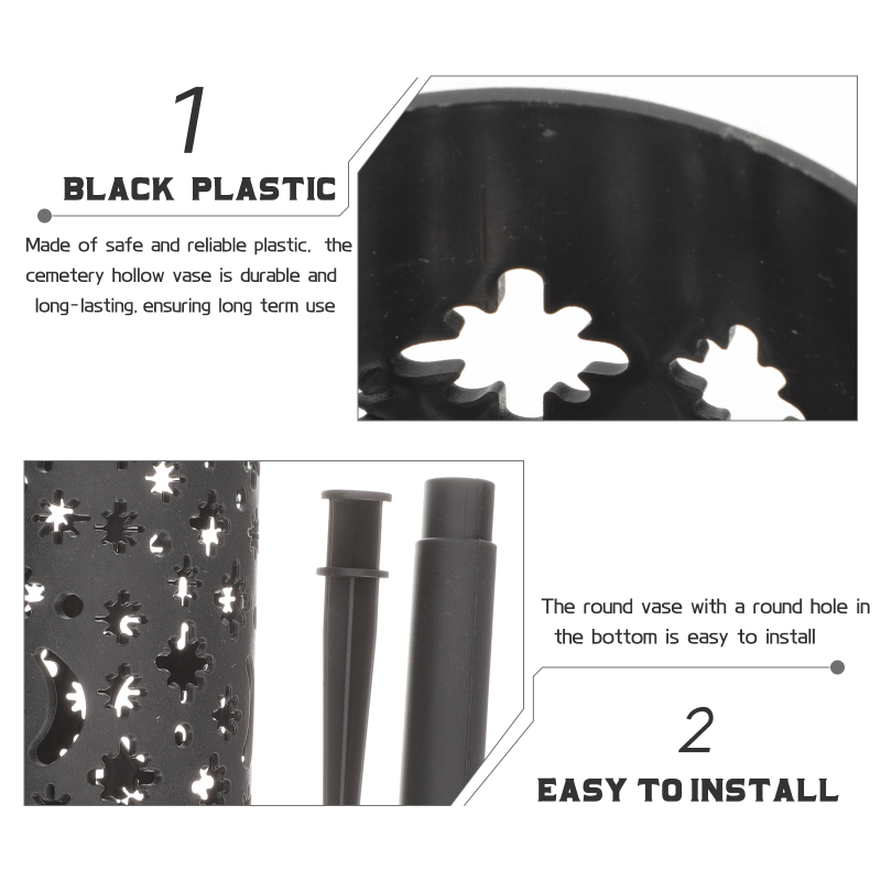 Cemetery Vase Set - 4 Pcs Plastic Flower Containers with Spiked Stake Stand for Personalized Outdoor Memorial Decorations at Graves