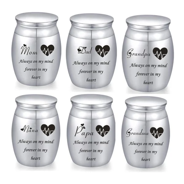 Small Stainless Steel Decorative Urns for Cremation - Mini Funeral Urns for Ashes - Memorial Ashes Holder in 2 Sizes - Image 2