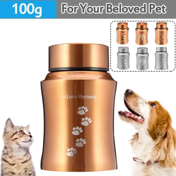 Stainless Steel Pet Urns for Cremation - Gold/Silver Tree Design - Dog, Cat, Birds, and Mouse Ashes Keepsake Casket - Pets Columbarium Memorials - Image 4