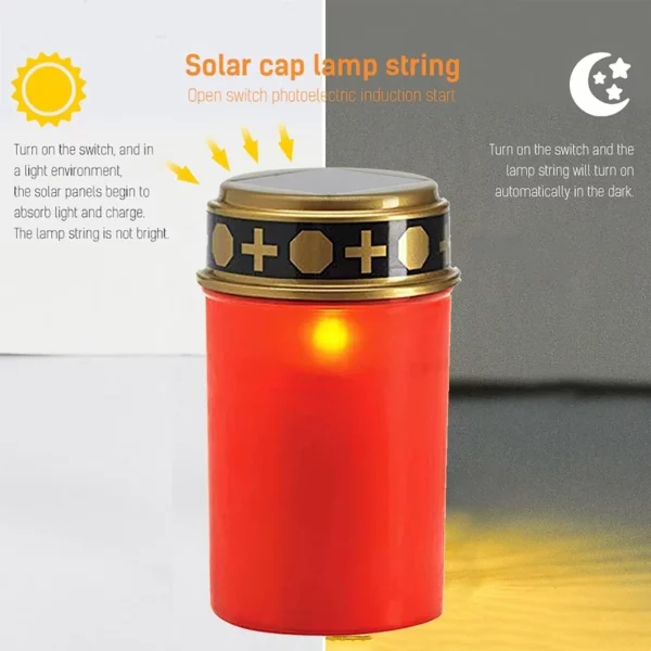 Cemetery Candles - Solar Electronic Grave Light with IP44 Waterproof LED Candle for Garden and Cemetery Lighting - Image 5