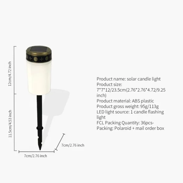 Cemetery Candles - Solar Electronic Grave Light with IP44 Waterproof LED Candle for Garden and Cemetery Lighting - Image 6