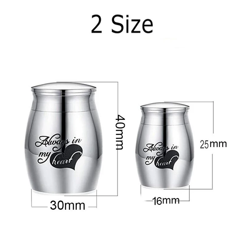 Small Stainless Steel Decorative Urns for Cremation - Mini Funeral Urns for Ashes - Memorial Ashes Holder in 2 Sizes