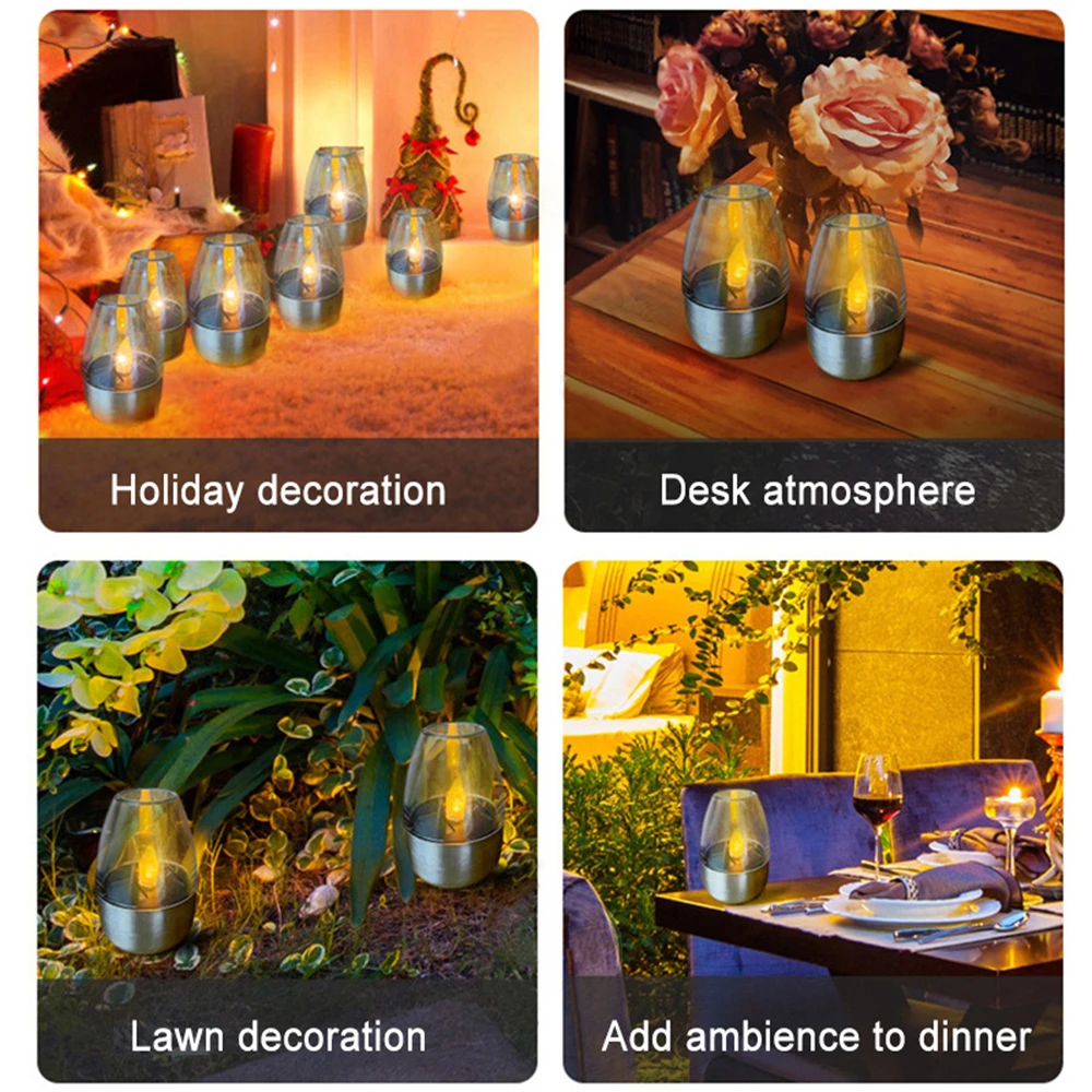Solar Cemetery Candles - Waterproof Flameless LED Tea Lights for Garden, Christmas, Wedding Decoration Lanterns
