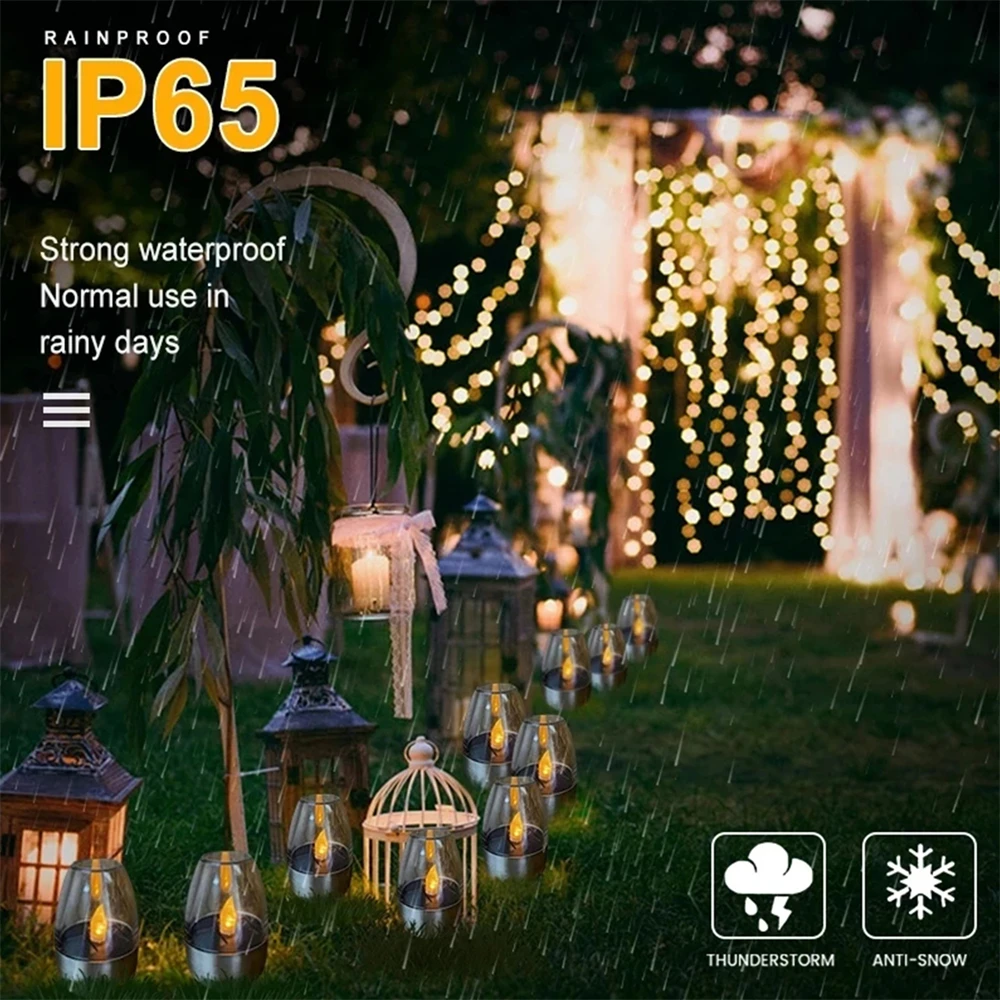 Solar Cemetery Candles - Waterproof Flameless LED Tea Lights for Garden, Christmas, Wedding Decoration Lanterns
