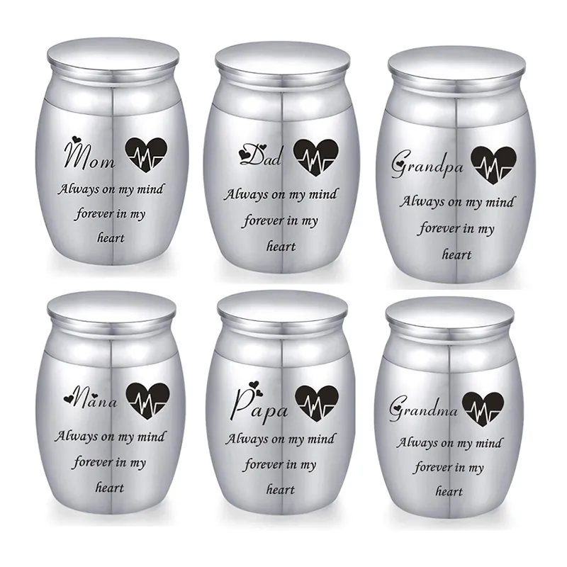 Small Stainless Steel Decorative Urns for Cremation - Mini Funeral Urns for Ashes - Memorial Ashes Holder in 2 Sizes