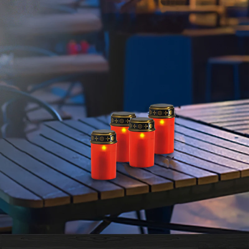 Cemetery Candles - Solar Electronic Grave Light with IP44 Waterproof LED Candle for Garden and Cemetery Lighting