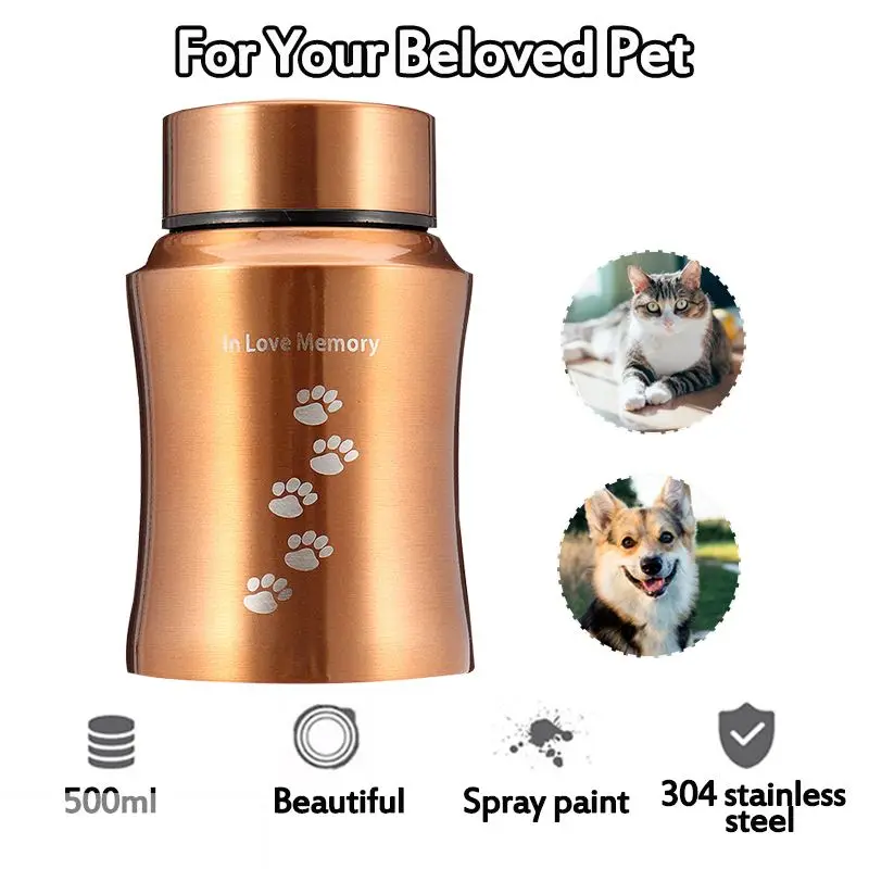 Stainless Steel Pet Urns for Cremation - Gold/Silver Tree Design - Dog, Cat, Birds, and Mouse Ashes Keepsake Casket - Pets Columbarium Memorials