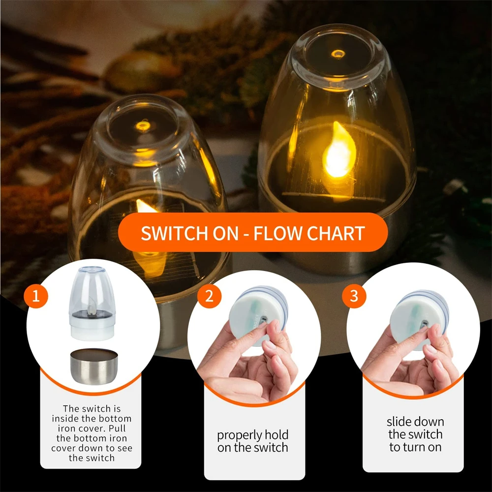 Solar Cemetery Candles - Waterproof Flameless LED Tea Lights for Garden, Christmas, Wedding Decoration Lanterns