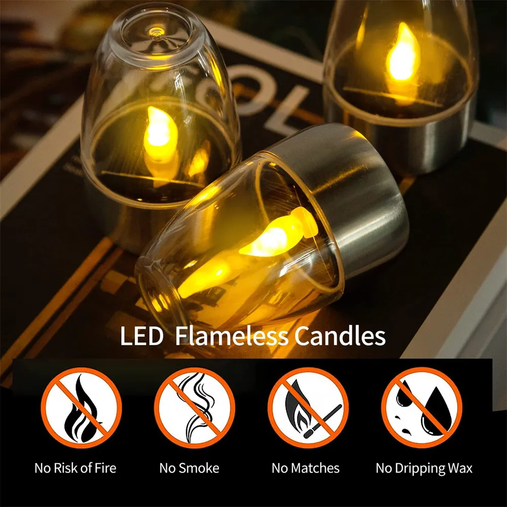 Solar Cemetery Candles - Waterproof Flameless LED Tea Lights for Garden, Christmas, Wedding Decoration Lanterns