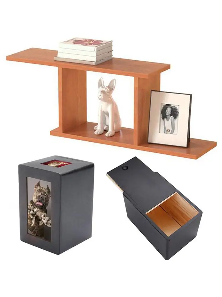Personalized Wooden Pet Urn for Dogs and Cats - Memorial Casket Box with Photo Slot - Urns for Cremation