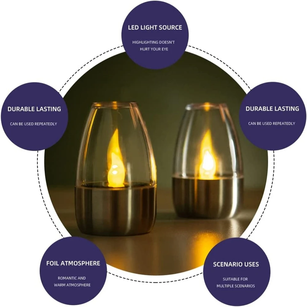 Solar Cemetery Candles - Waterproof Flameless LED Tea Lights for Garden, Christmas, Wedding Decoration Lanterns