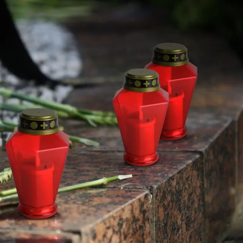 Cemetery Candles 2-Piece LED Flameless Prayer Lamps for Garden Decor, Outdoor Table, Dining Room