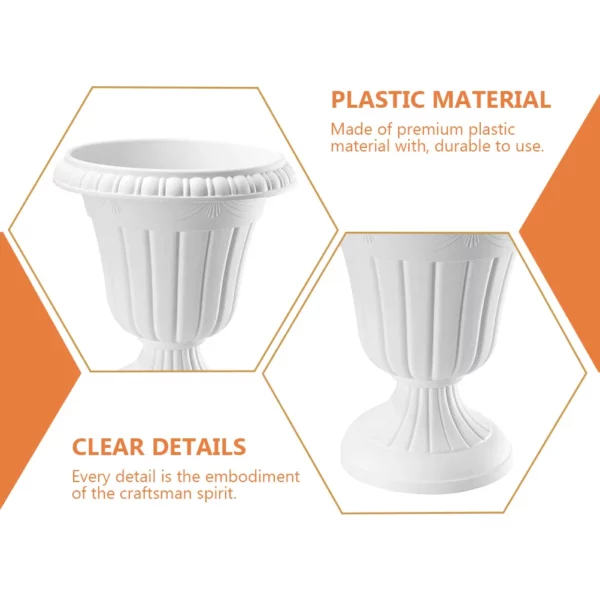 Cemetery Vase - Elegant Tall Roman Pillar Urn Flower Pot Planter for Outdoor Gardens, Vintage Flowerpot Holder - Durable Plastic Stand - Image 6