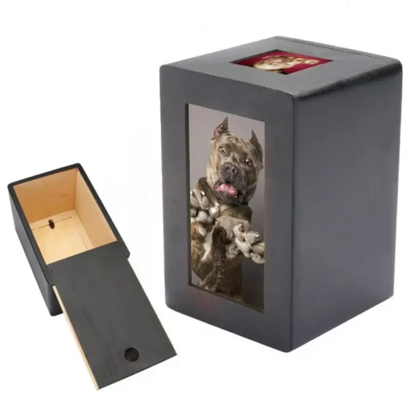 Personalized Wooden Pet Urn for Dogs and Cats - Memorial Casket Box with Photo Slot - Urns for Cremation - Image 2