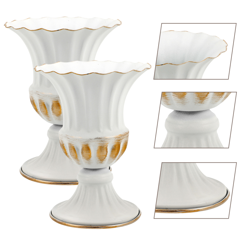 2 Pcs Cemetery Vase Set - Exquisite Artificial Flower Personalized Decor for Memorial, Graveyard