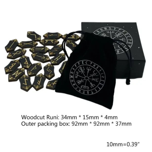 Natural Carved Reiki Healing Therapy Engraved Energy Stone Set - 25Pcs Wooden Runes Piedra for Divination with Witch Runes - Image 6