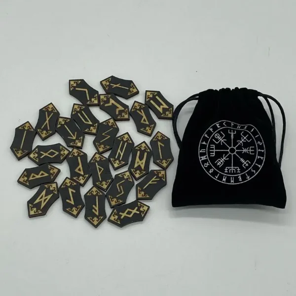Natural Carved Reiki Healing Therapy Engraved Energy Stone Set - 25Pcs Wooden Runes Piedra for Divination with Witch Runes