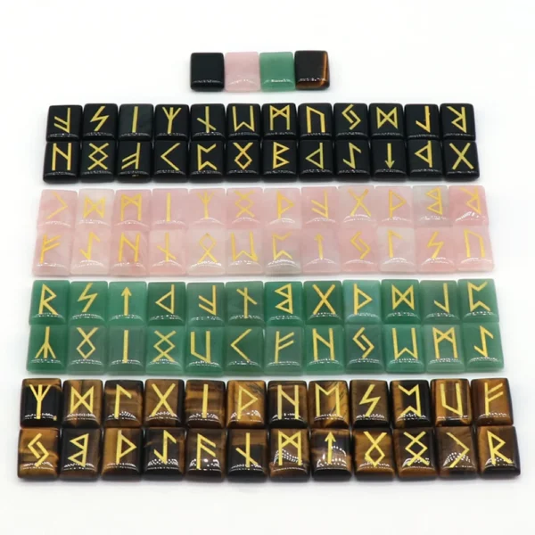 Natural Rune Set - 25pcs/lot for Divination Crystal Agate, Fortune-telling, Heaven Book Stone - Energy Reiki Healing, Chakra Specimen Decor with Witch Runes - Image 2