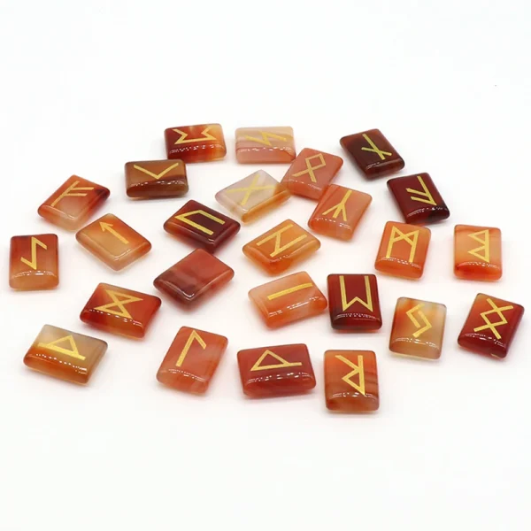 Natural Rune Set - 25pcs/lot for Divination Crystal Agate, Fortune-telling, Heaven Book Stone - Energy Reiki Healing, Chakra Specimen Decor with Witch Runes - Image 5