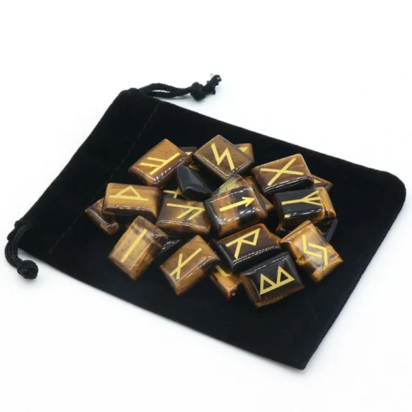 Natural Rune Set - 25pcs/lot for Divination Crystal Agate, Fortune-telling, Heaven Book Stone - Energy Reiki Healing, Chakra Specimen Decor with Witch Runes