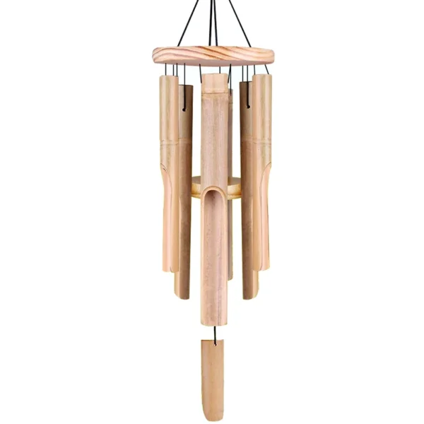 Bamboo Memorial Wind Chimes - 6 Tubes with Natural Relaxing Soothing Sound - Hand-Carved Outdoor Chimes for Garden, Patio, and Home Decor - Image 2