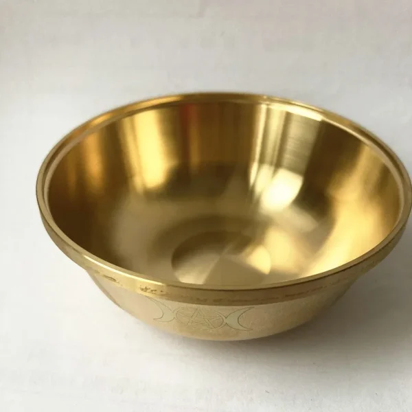 Brass Ritual Tarot Pentagram Altar Bowl - Gold Tableware for Ceremony, Moon Divination, Astrological Tool, Board Game - Witchcraft Supplies - Image 3