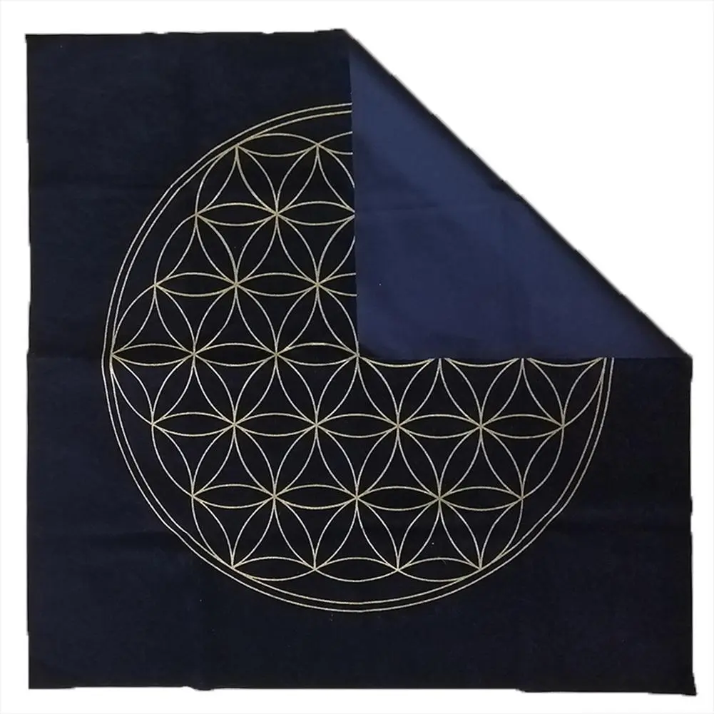 Crystal Lattice Tarot Card Tablecloth - Velvet Divination Altar Cloth for Fortune Telling, Astrology, and Oracle Cards - The Flower Of Life Design
