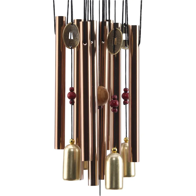 Large Copper Money Wind Chime Pendant - Metal Pipe Wind Chime with Bells and Tubes - Outdoor Yard Garden Home Decoration - Unique Memorial Wind Chimes