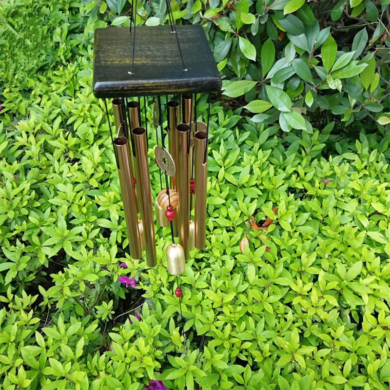 Large Copper Money Wind Chime Pendant - Metal Pipe Wind Chime with Bells and Tubes - Outdoor Yard Garden Home Decoration - Unique Memorial Wind Chimes
