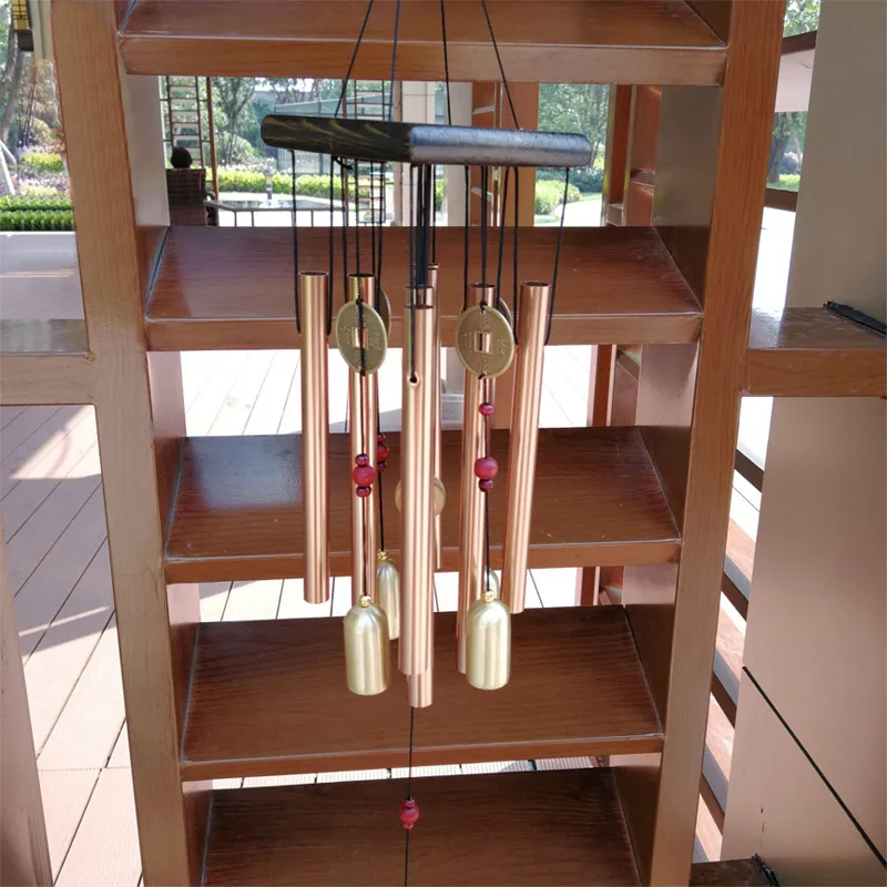 Large Copper Money Wind Chime Pendant - Metal Pipe Wind Chime with Bells and Tubes - Outdoor Yard Garden Home Decoration - Unique Memorial Wind Chimes