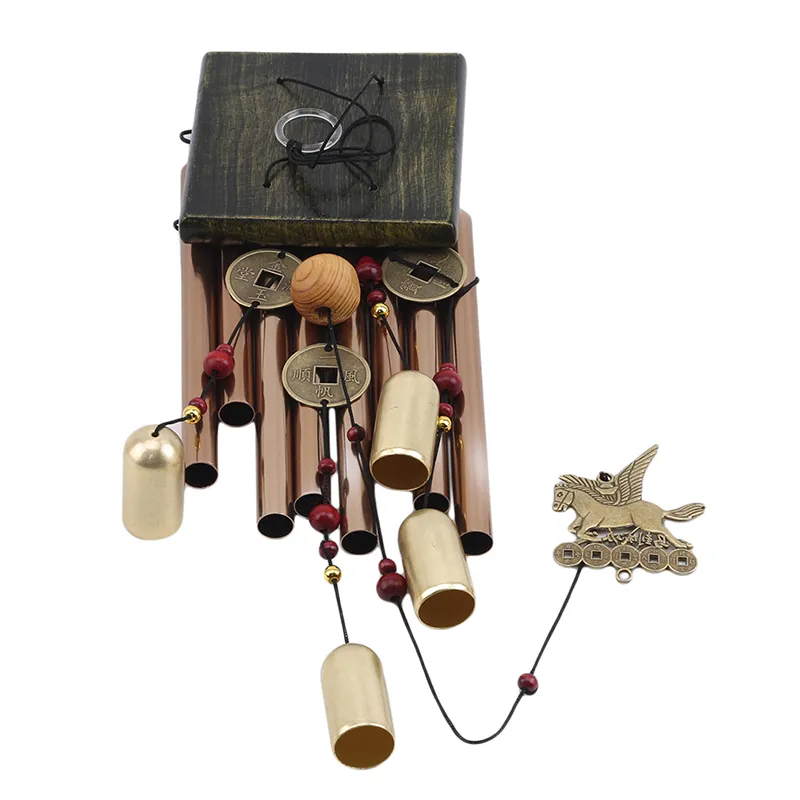 Large Copper Money Wind Chime Pendant - Metal Pipe Wind Chime with Bells and Tubes - Outdoor Yard Garden Home Decoration - Unique Memorial Wind Chimes