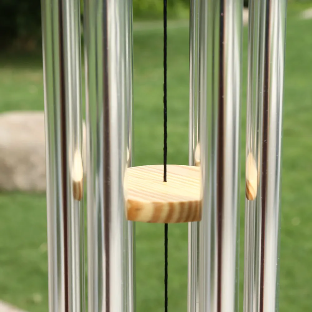 6-Tube Silver Wind Chime Chapel Bells - Memorial Wind Chimes for Home, Garden, and Outdoor Decor - Door and Wall Hanging Ornament
