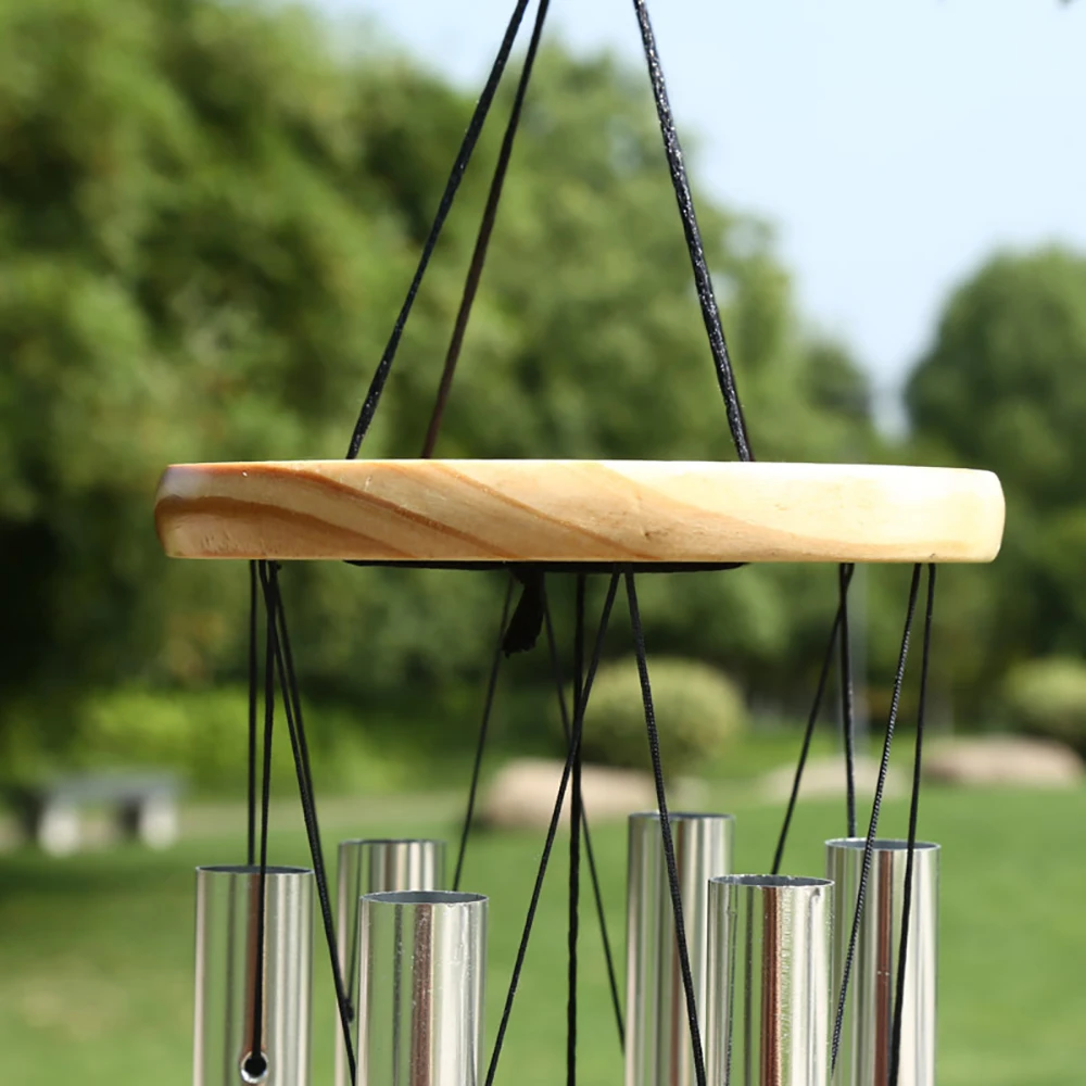 6-Tube Silver Wind Chime Chapel Bells - Memorial Wind Chimes for Home, Garden, and Outdoor Decor - Door and Wall Hanging Ornament