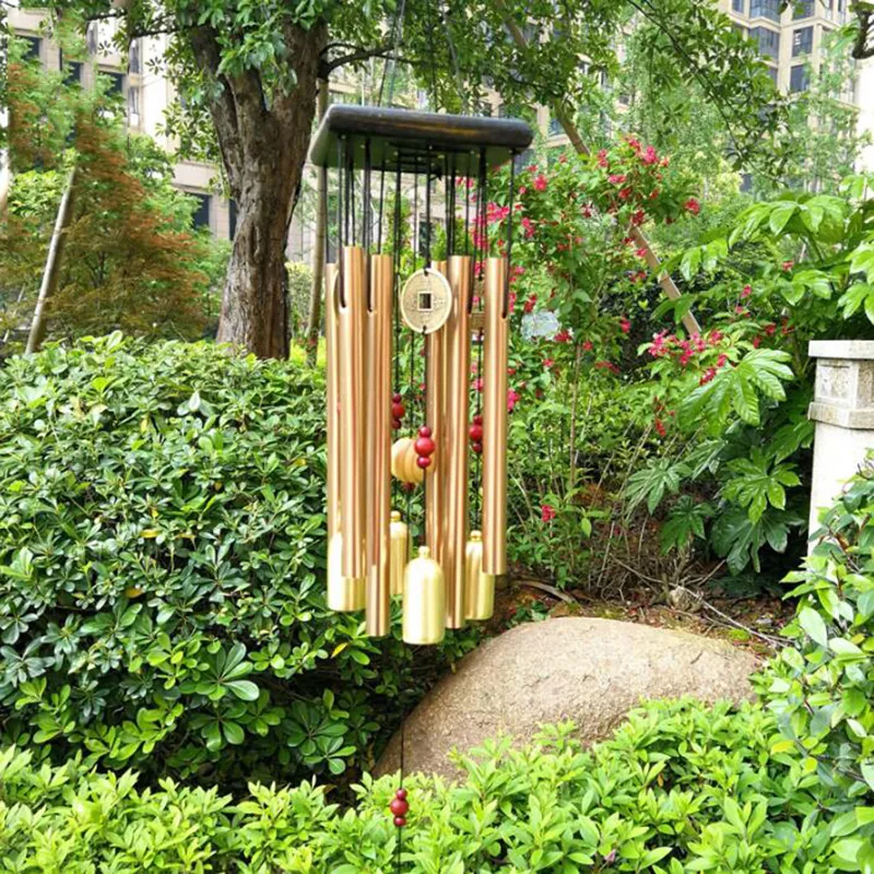 Large Copper Money Wind Chime Pendant - Metal Pipe Wind Chime with Bells and Tubes - Outdoor Yard Garden Home Decoration - Unique Memorial Wind Chimes