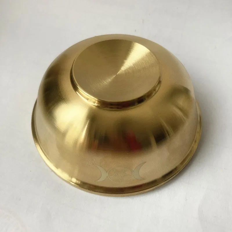 Brass Ritual Tarot Pentagram Altar Bowl - Gold Tableware for Ceremony, Moon Divination, Astrological Tool, Board Game - Witchcraft Supplies