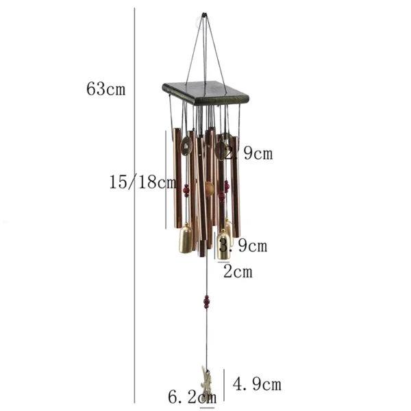 Large Copper Money Wind Chime Pendant - Metal Pipe Wind Chime with Bells and Tubes - Outdoor Yard Garden Home Decoration - Unique Memorial Wind Chimes - Image 9