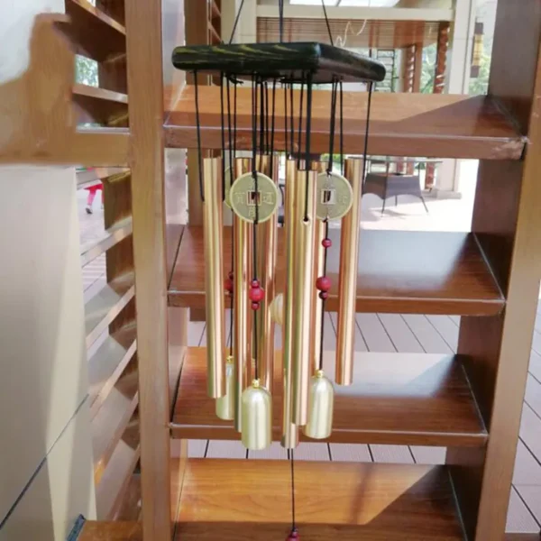 Large Copper Money Wind Chime Pendant - Metal Pipe Wind Chime with Bells and Tubes - Outdoor Yard Garden Home Decoration - Unique Memorial Wind Chimes - Image 8