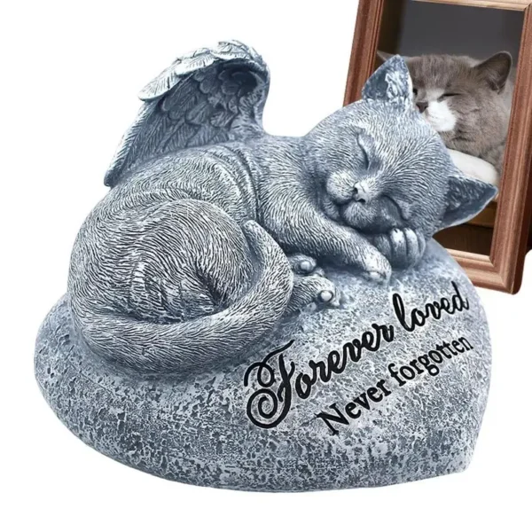 Customizable Cat Memorial Stone - Outdoor Garden Decor Statue for Sleeping Cat Remembrance - Pet Tombstones for Cat Memorials & Funerals