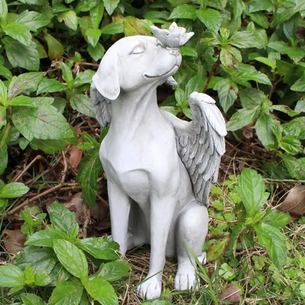 Resin Angel Dog Statue - Modern Style Figurine for Home Table Desk Decor - Contemporary Resin Sculpture - Image 2