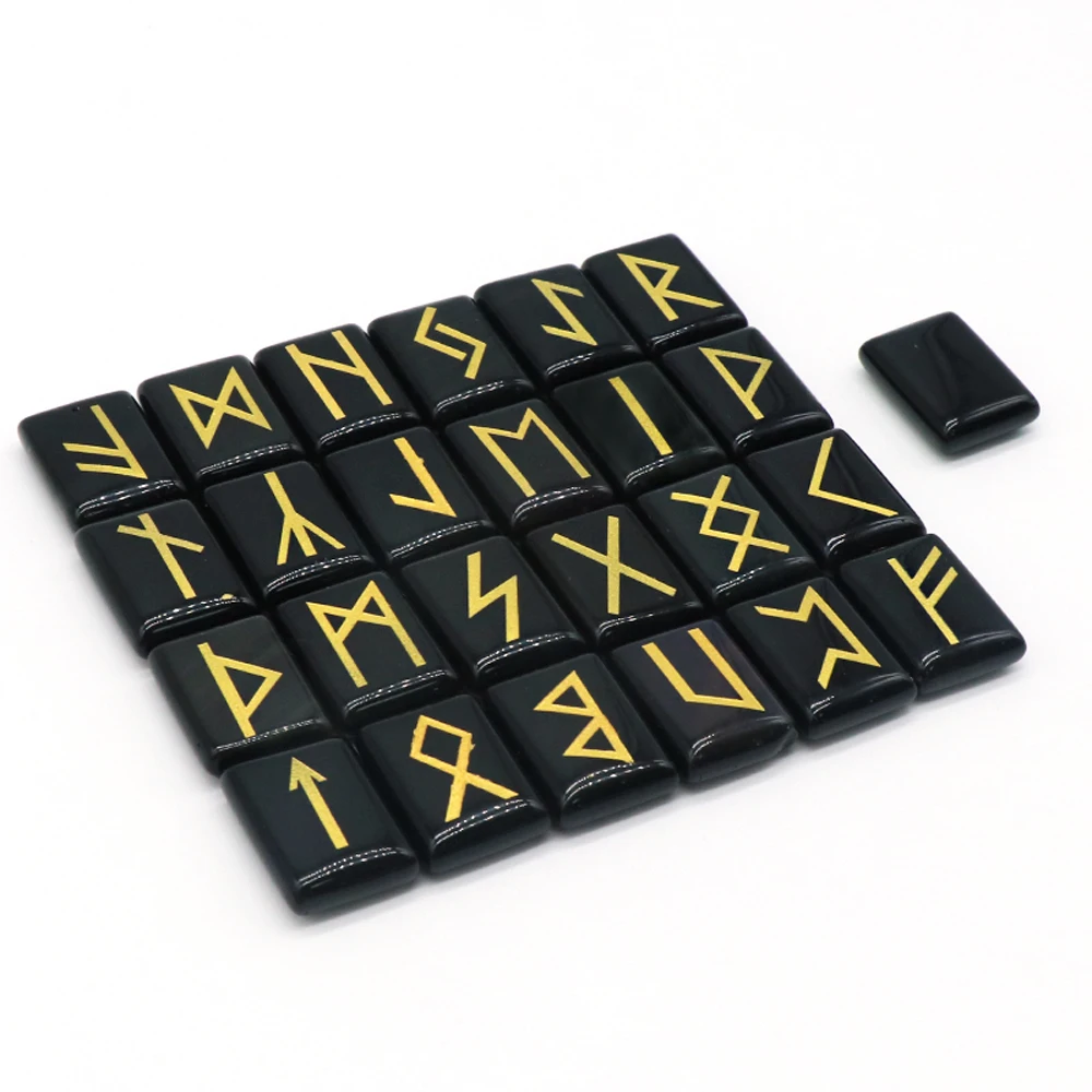 Natural Rune Set - 25pcs/lot for Divination Crystal Agate, Fortune-telling, Heaven Book Stone - Energy Reiki Healing, Chakra Specimen Decor with Witch Runes