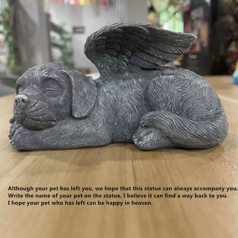 Resin Angel Dog Cat Statue for Garden Decor - Adorable Puppy Tombstone Sculpture Ornaments - Perfect Gifts for Yard and Home Decoration