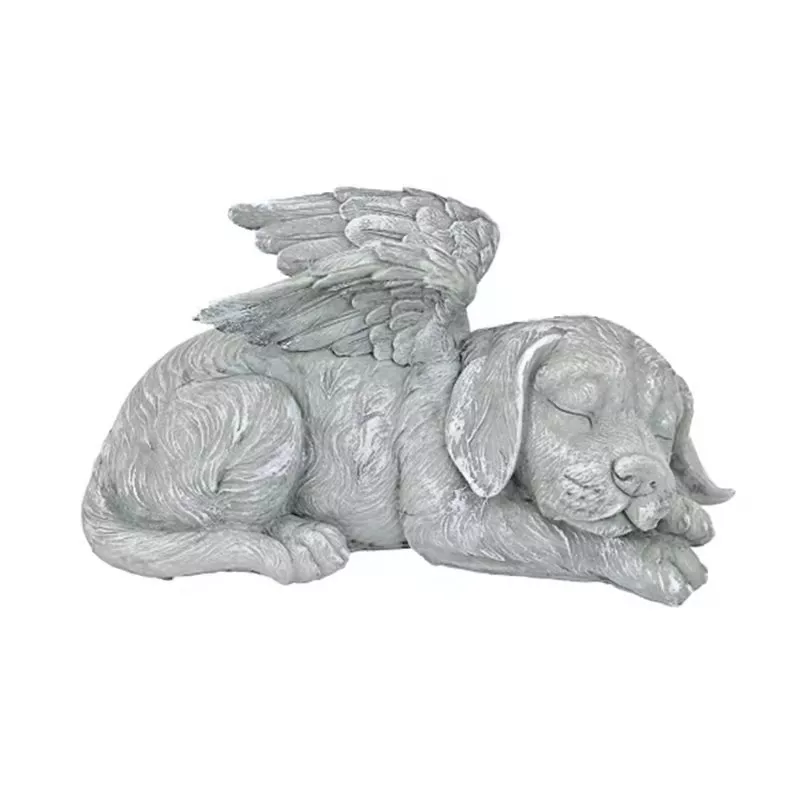 Resin Angel Dog Cat Statue for Garden Decor - Adorable Puppy Tombstone Sculpture Ornaments - Perfect Gifts for Yard and Home Decoration