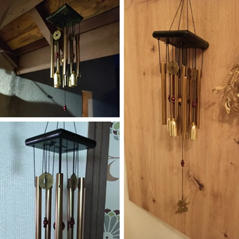 Large Copper Money Wind Chime Pendant - Metal Pipe Wind Chime with Bells and Tubes - Outdoor Yard Garden Home Decoration - Unique Memorial Wind Chimes