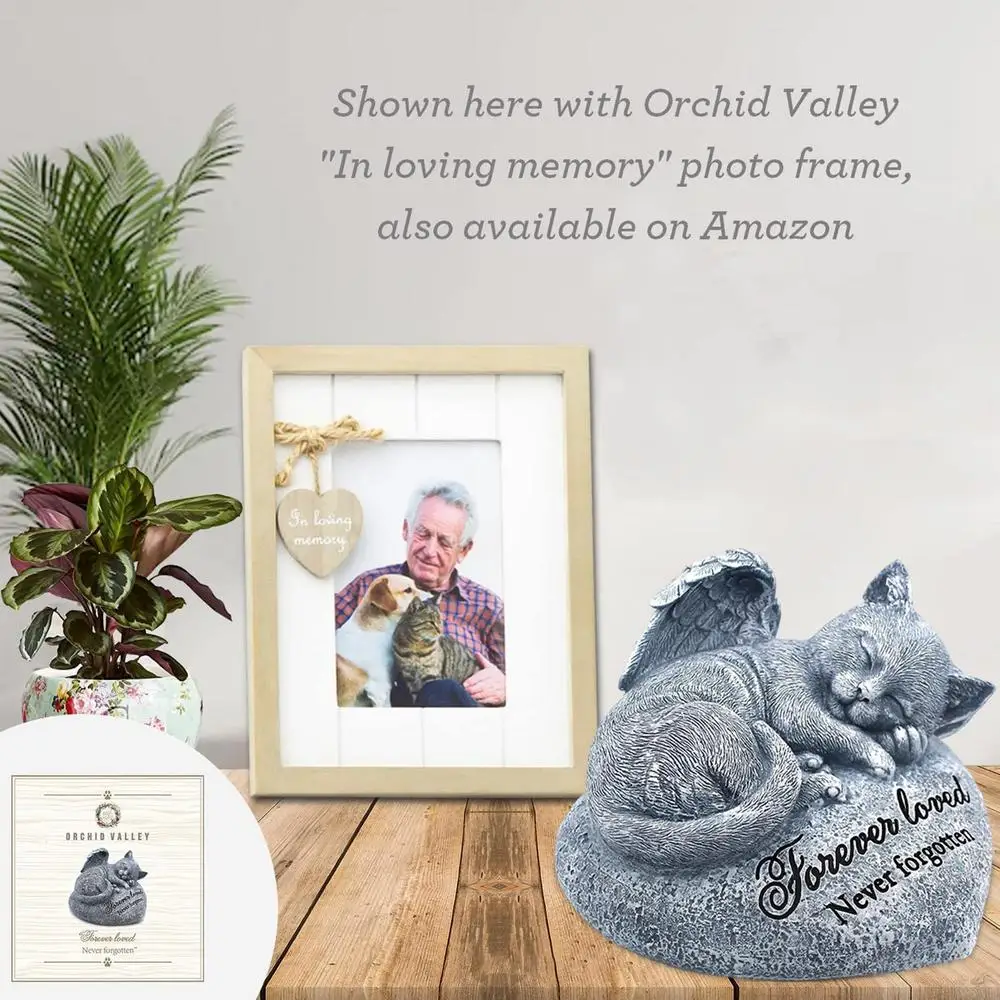 Customizable Cat Memorial Stone - Outdoor Garden Decor Statue for Sleeping Cat Remembrance - Pet Tombstones for Cat Memorials & Funerals