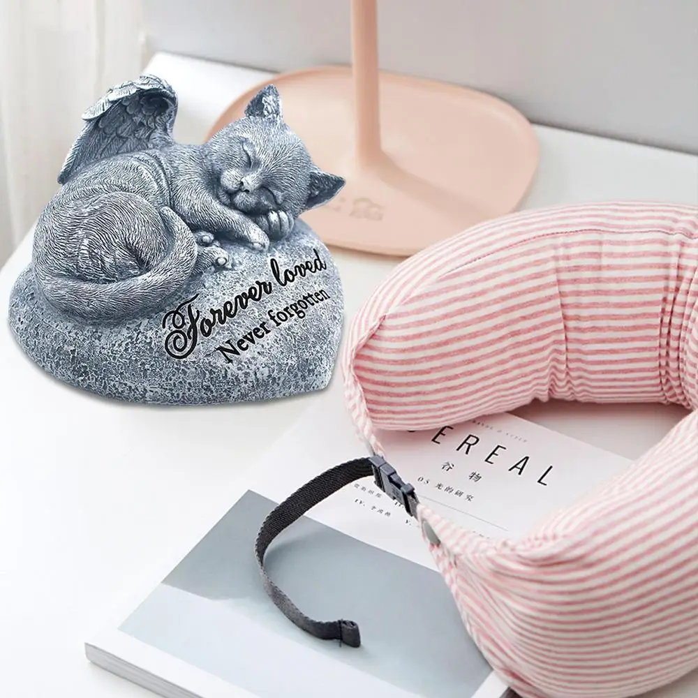 Customizable Cat Memorial Stone - Outdoor Garden Decor Statue for Sleeping Cat Remembrance - Pet Tombstones for Cat Memorials & Funerals