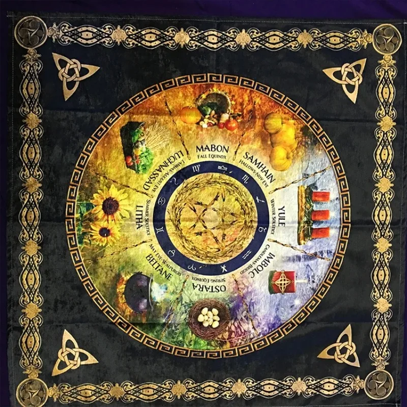 Ceremony Astrology Tablecloth - Soft Altar Cloth for Wicca, Tarot, Divination - Sabbats Board Game Cards Accessories