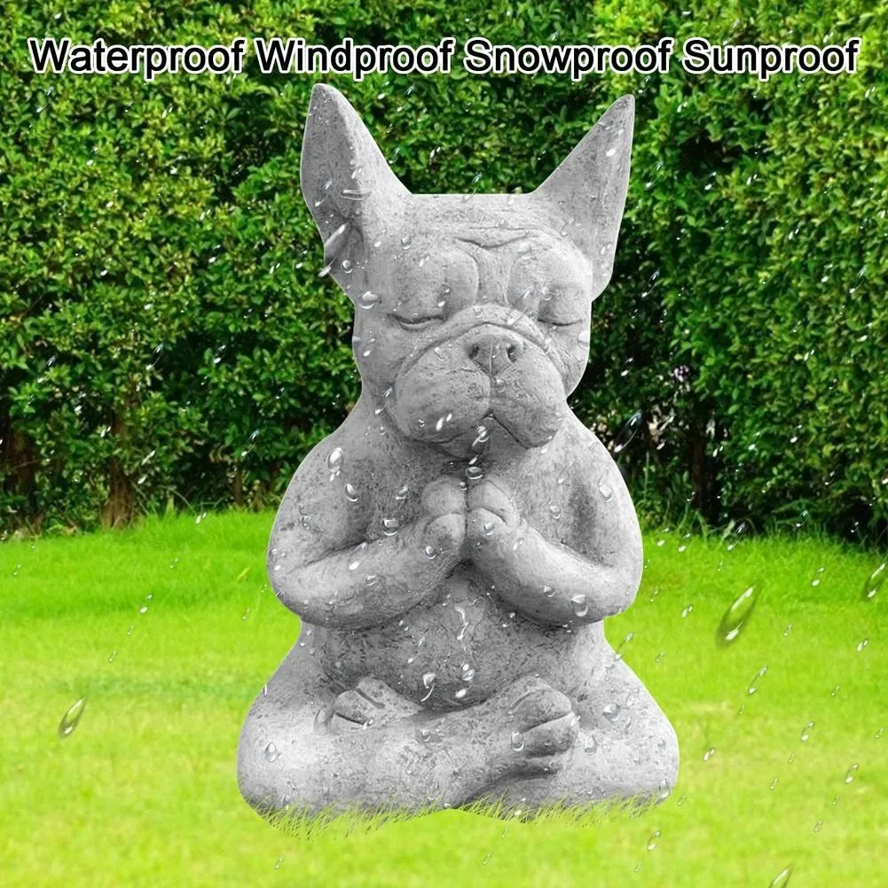 Zen French Bulldog Sculpture - Waterproof Yoga Pose Meditation Dog Resin Statue Ornaments for Garden Decoration - Exquisite Crafts Figurine