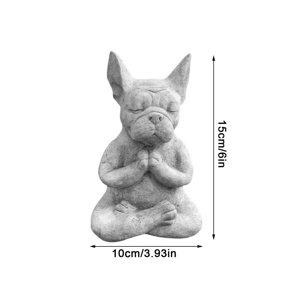 Zen French Bulldog Sculpture - Waterproof Yoga Pose Meditation Dog Resin Statue Ornaments for Garden Decoration - Exquisite Crafts Figurine